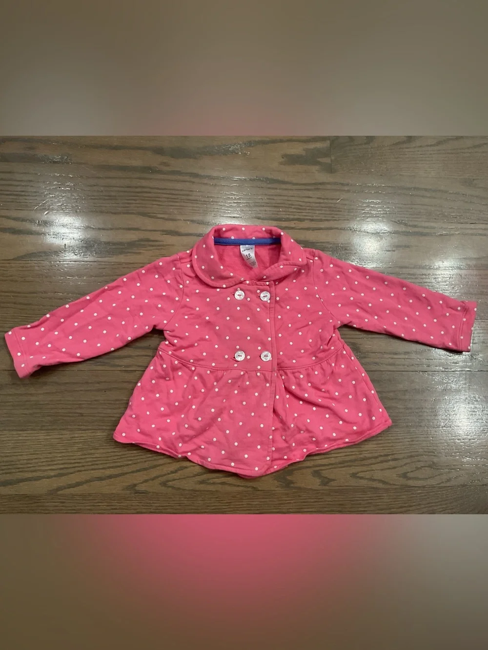 Carter’s Girls Pink & White Polka Dot Coat Size 18 Like New